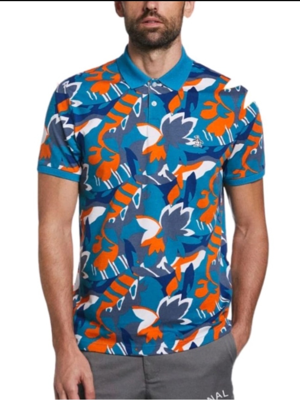 Original Penguin Men’s Mosaic Blue Short Sleeve Polo